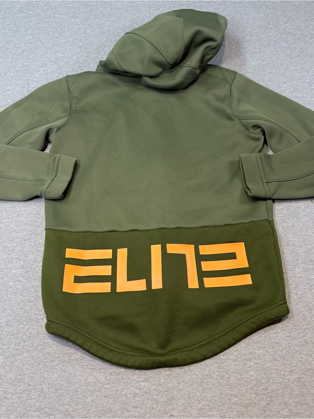 Nike Elite Youth M Green Solid Full Zip Hooded Hoodie Pockets Long Sleeve